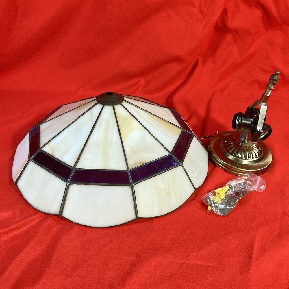 Aztec Lighting Ceiling 15" Glass Pendant Tiffany Style Bronze Finish Cream Blue